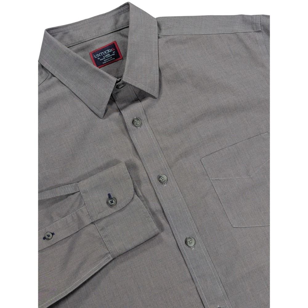 UNTUCKit Shirt Men's Large‎ Gray Solid Sangiovese WF Wrinkle Free 100% Cotton